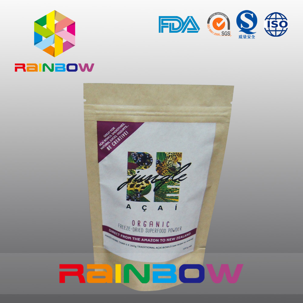 Dicetak Kantong Kertas Disesuaikan Ritsleting Doypack Makanan Kemasan Tas