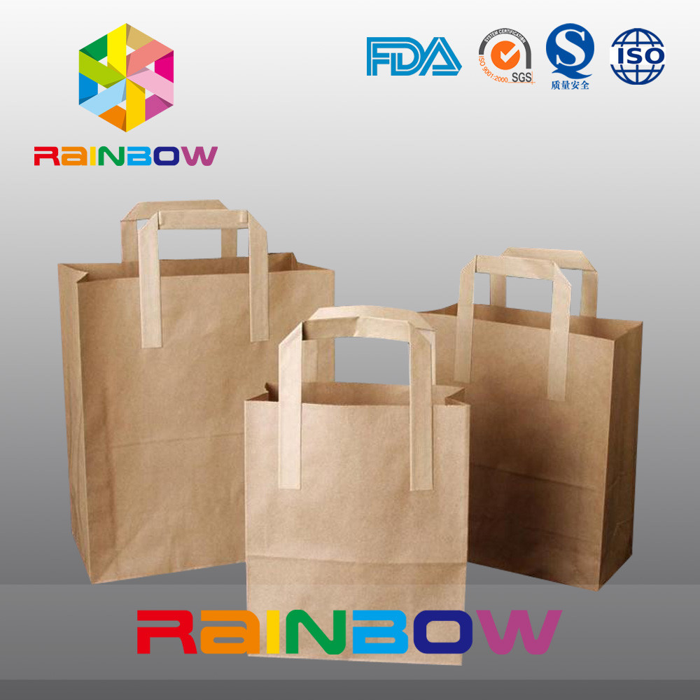 Ukuran Disesuaikan Tanpa Pencetakan Brown Kraft Paper Bag Shopping Bags