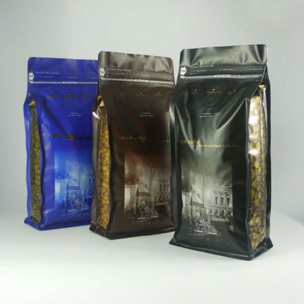 Bawah datar Matte Finish Aluminium Foil Pouch, Perak Tin Tie Coffee Kemasan Bag