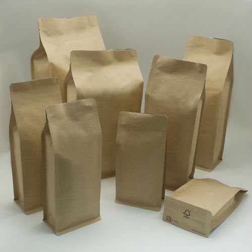 Stand Up Kraft Paper Bag Kantong Kertas Disesuaikan Dengan Foil / Ritsleting