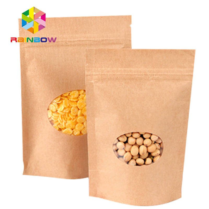 pesanan kustom food grade ziplock berdiri kantong kertas kraft untuk makanan