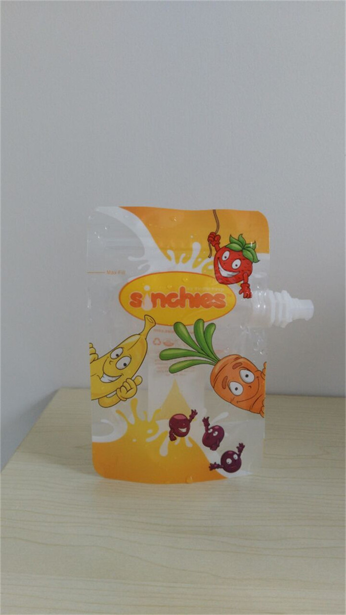Food Grade Stand Up Spout Pouch untuk Makanan Bayi, Minuman, Jus dengan Zipper &amp; Side Spout
