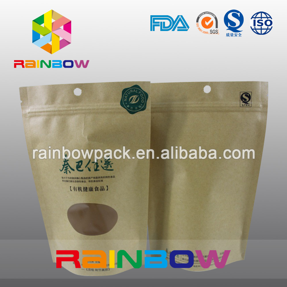 2 oz Kraft Paper Doypack Dapat Didaur Ulang Stand Up Coffee Bags dengan Window