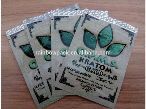 OPMS Kratom ekstrak botani emas pencetakan kantong ziplock plastik untuk cannabinoids kapsul kratom
