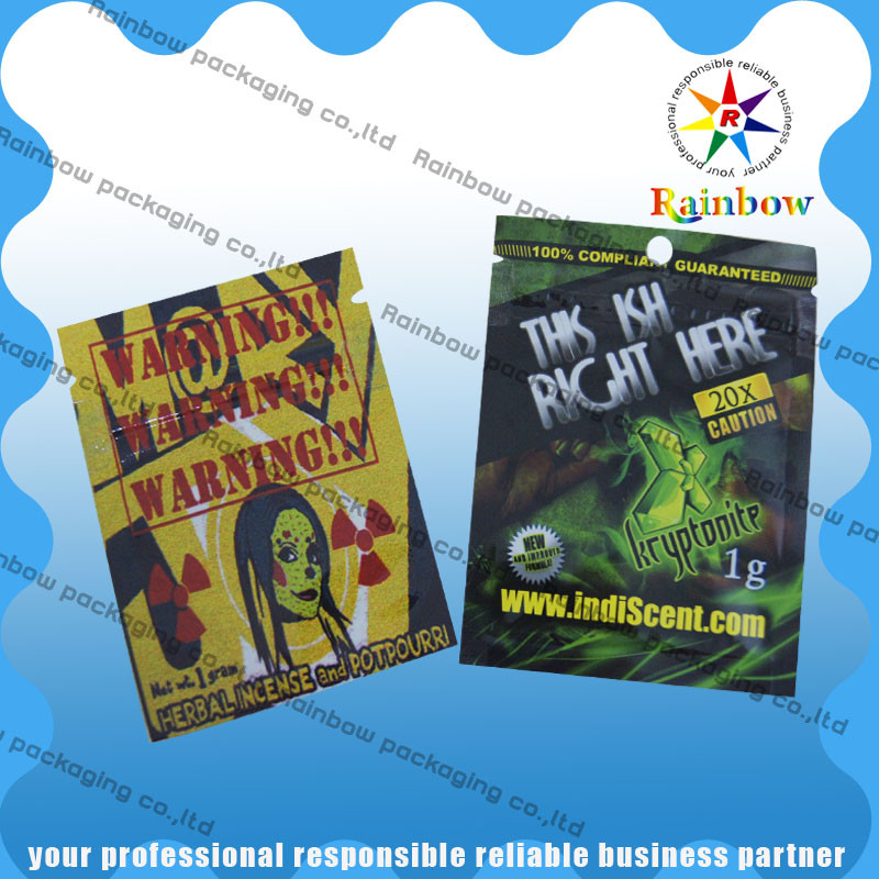 Heat Seal Plastic Herbal Incens Bags, Aluminium Foil Bag Ziplock