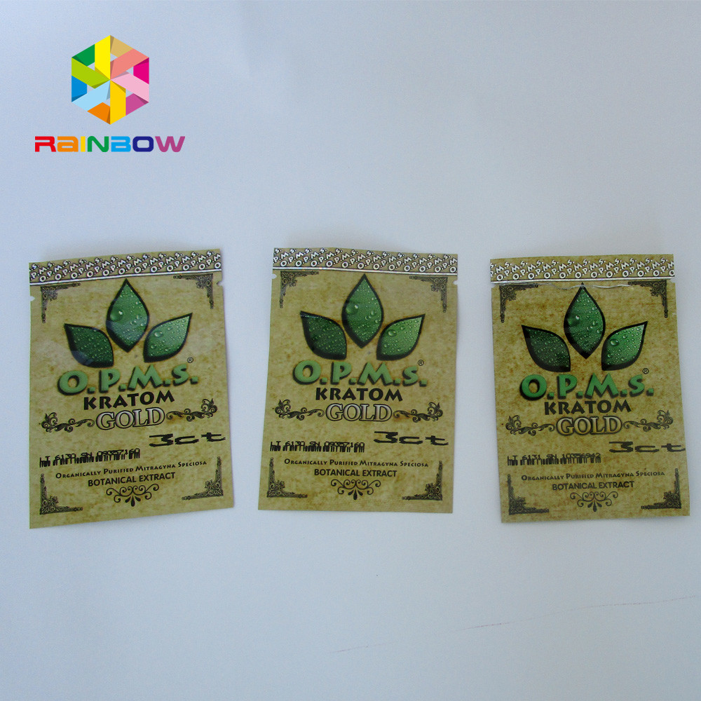 Cetak kustom Kratom Botanical Extract Aluminium Foil Kantong Ziplock Untuk Cannabinoids Kratom Kapsul