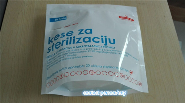 Stand Up Microwave Steam Steriliser Retort Bag / kantong steriliser microwave ritsleting plastik yang disetujui FDA