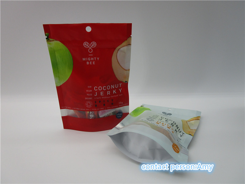 PET + AL + PE kelapa dendeng Snack Bag Packaging matte finish / glossy finish
