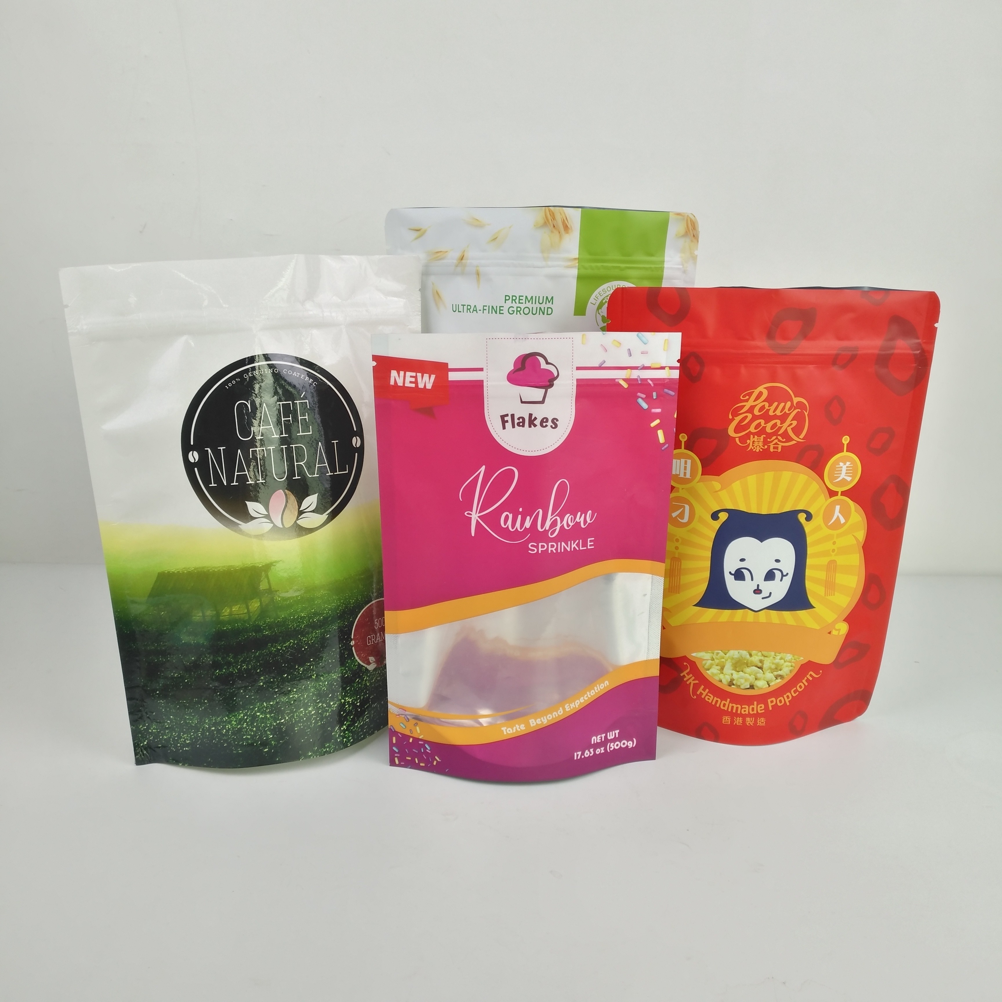 3.5g Tas Kemasan Makanan Yang Dapat Dimakan Mylar Stand Up Pouches With Zipper Window