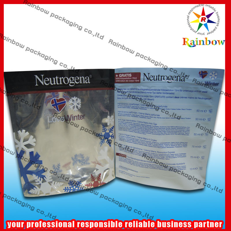 Foil Stand Up Tas Kemasan Kosmetik Daur Ulang Dengan Ziplock Untuk Bubuk Mutiara