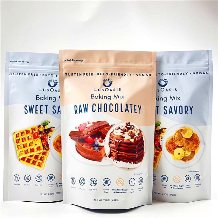 Dicetak Food Grade Mylar Pouch Cookie Cake Snack Bag Packaging Zip Lock Laminated