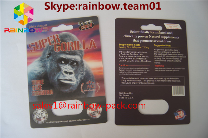 Kartu cetak 3D FX 25000 kartu 3D plastik lenticular Kustom dicetak badak V7 3D pil seks kemasan 3D kartu pil seks