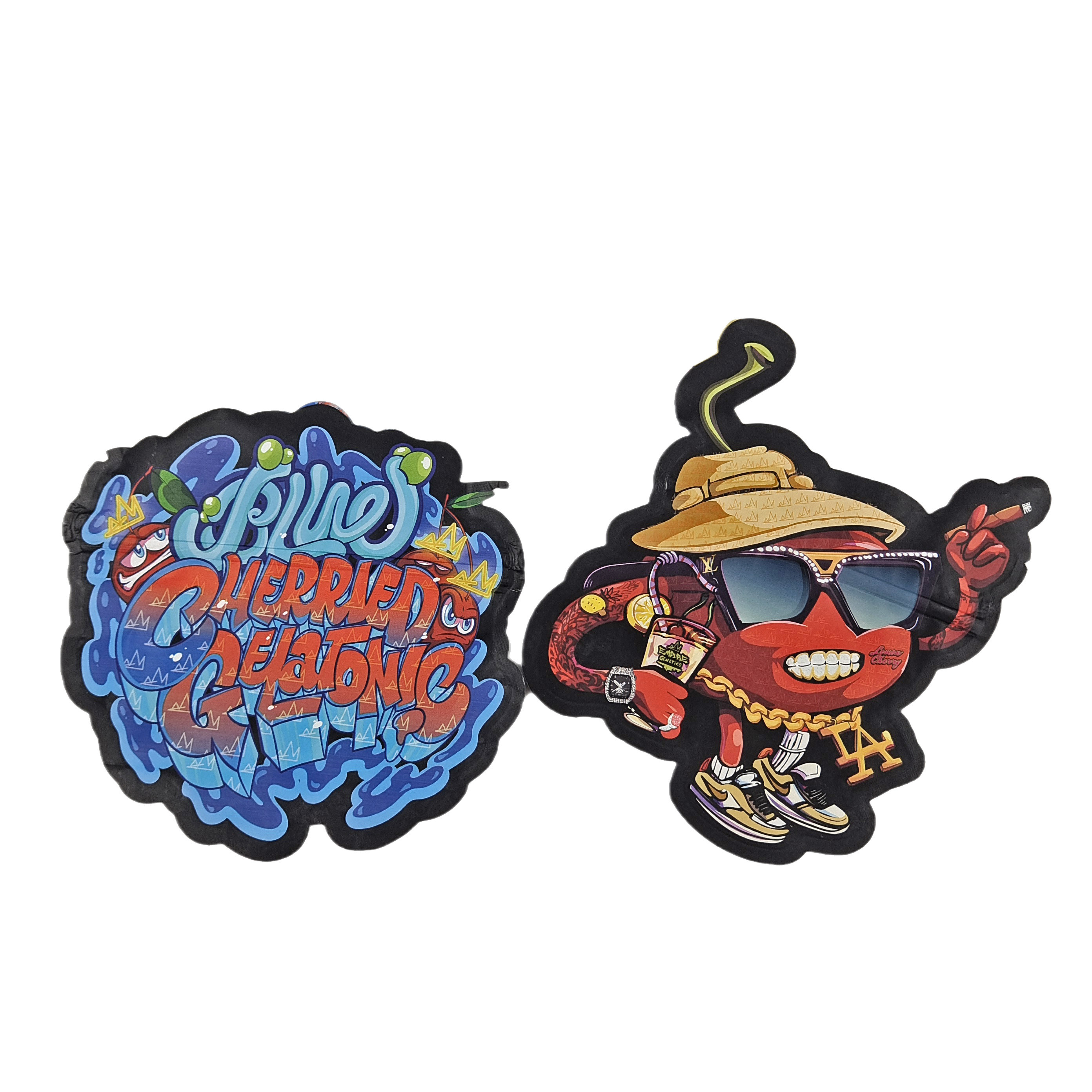 3.5g 7g 14g 28g Desain Kustom Irregular Child Proof Die Cut snack Kemasan Plastik Berbentuk