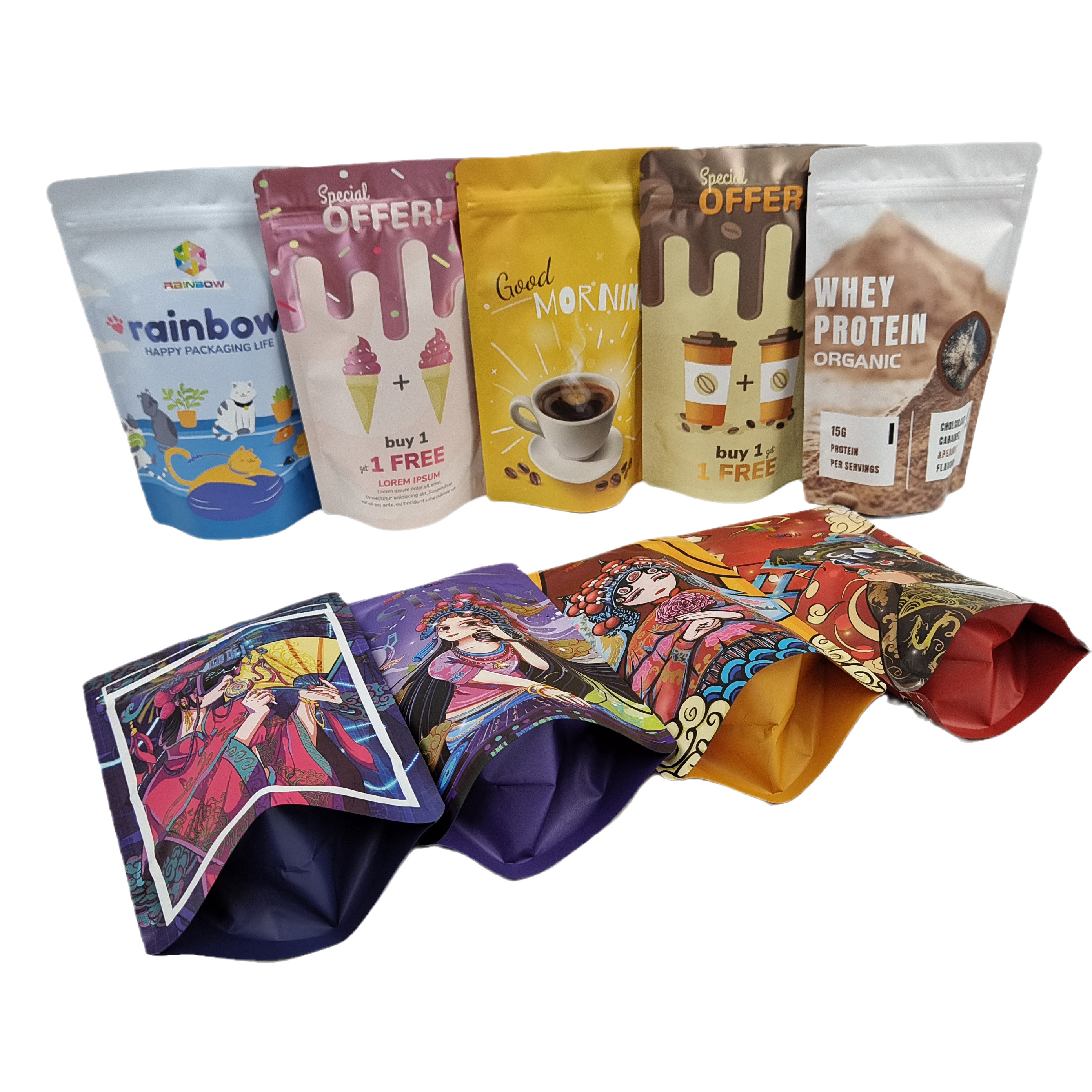Kemasan Makanan Dengan Zipper Edible 250g Coffee Bar Wrapper Resealable Stand Up Pouch