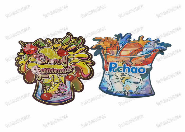 3.5g 7g 14g 28g Berbentuk Khusus Bau Makanan Permen Tas Die Cut Kantong Mylar