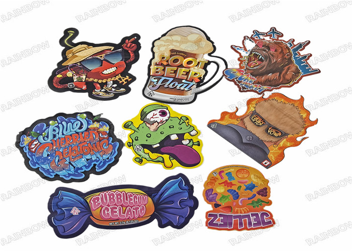 Edible Mylar Bags Die Cut Kantong Plastik Berbentuk Pecial Dengan Ziplock 3.5g Candy Cookie Bags