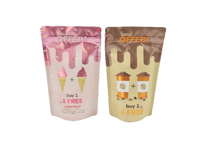 Matte Metallic Stand Up Bag Makanan Kustom Kemasan Teh Aluminium Foil Mylar Bag