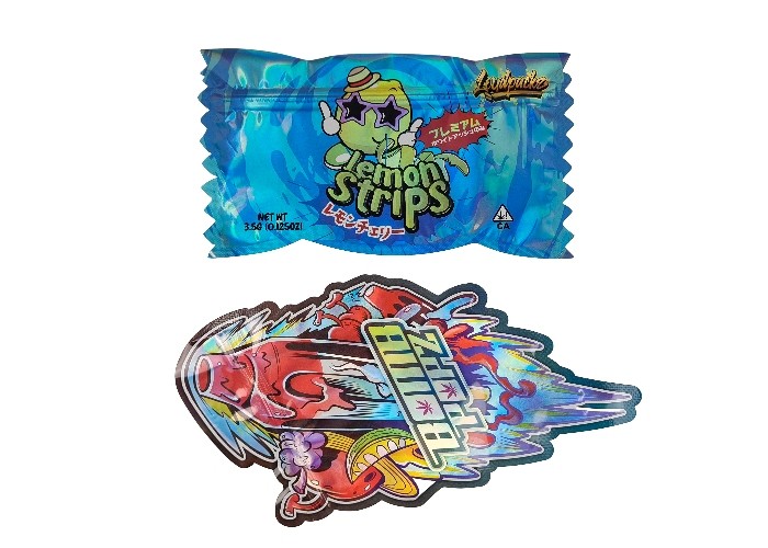 Tas Mylar Kustom Die Cut Plastik Lukisan Hologram Berbentuk Khusus 3.5g