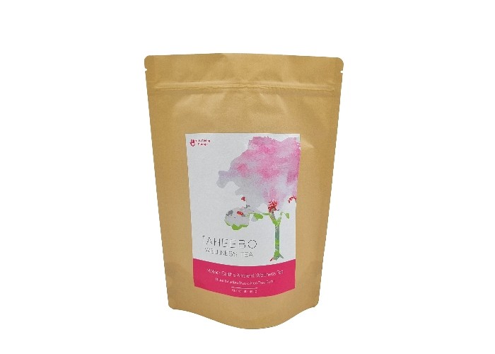 Kantong Stand Up Biodegradable Desain Kustom Tas Kemasan Kopi Kertas Kraft