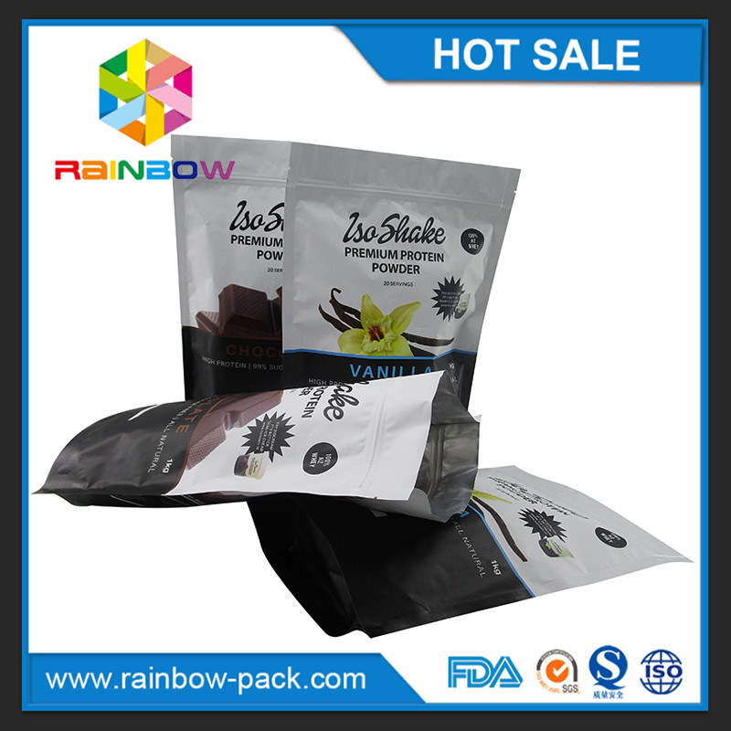 Food grade 1kg berdiri tas whey protein powder packaing dengan ziplock