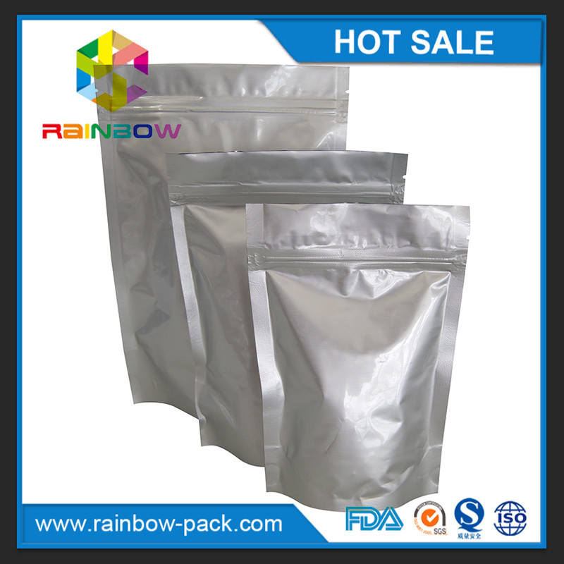 Eco-ramah Perak Aluminium Foil Pouch Ziplock Stand Up Gravure Printing