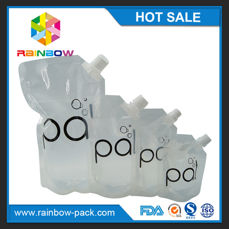 4oz / 8oz / 16oz transparan kantong anggur berdiri dengan cerat bebas BPA