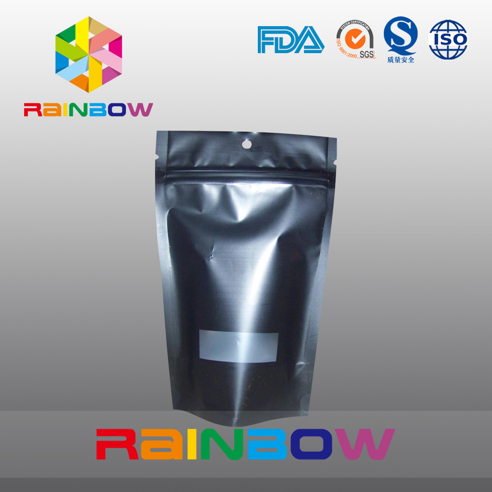 Reusable Matte Hitam Doypack Tas Kopi Ziplock Gravure Pencetakan Kelembaban Bukti