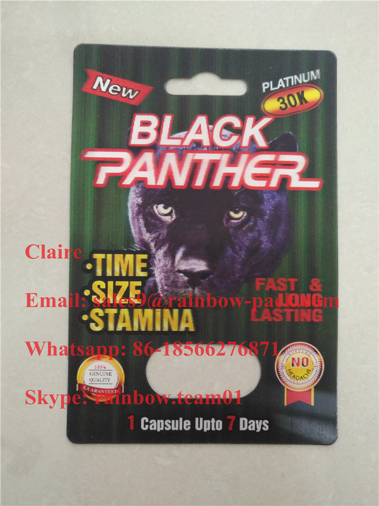 Black Panther 15000/12000 Kapsul Kartu Kertas Blister / Paket Pil Peningkatan Kinerja Seksual Pria