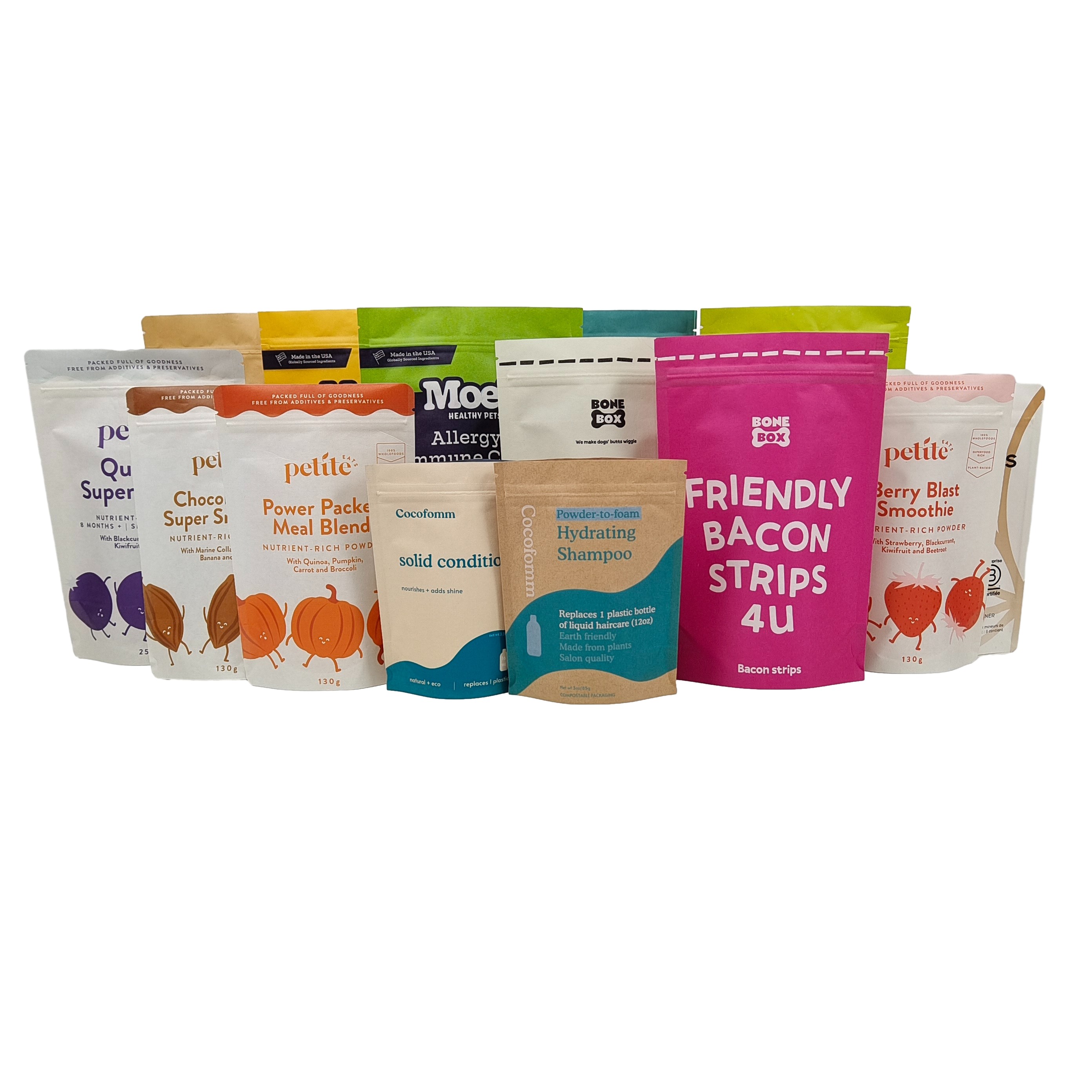 Custom Logo Printed Biodegradable 100% Paket Sachet Digunakan Lagi Kantong Plastik Berdiri Doypack Dengan Ziplock