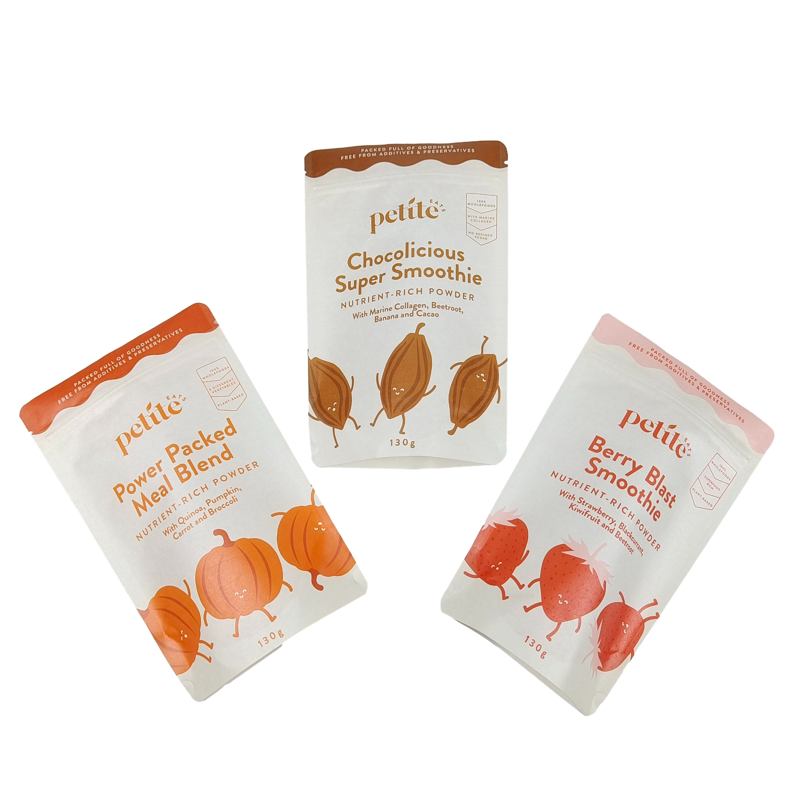 Desain kustom berkualitas tinggi dicetak Biodegradable tas yang dapat ditutup kembali dengan Ziplock Doypack Kraft Kantong kertas Pet Food Packagin