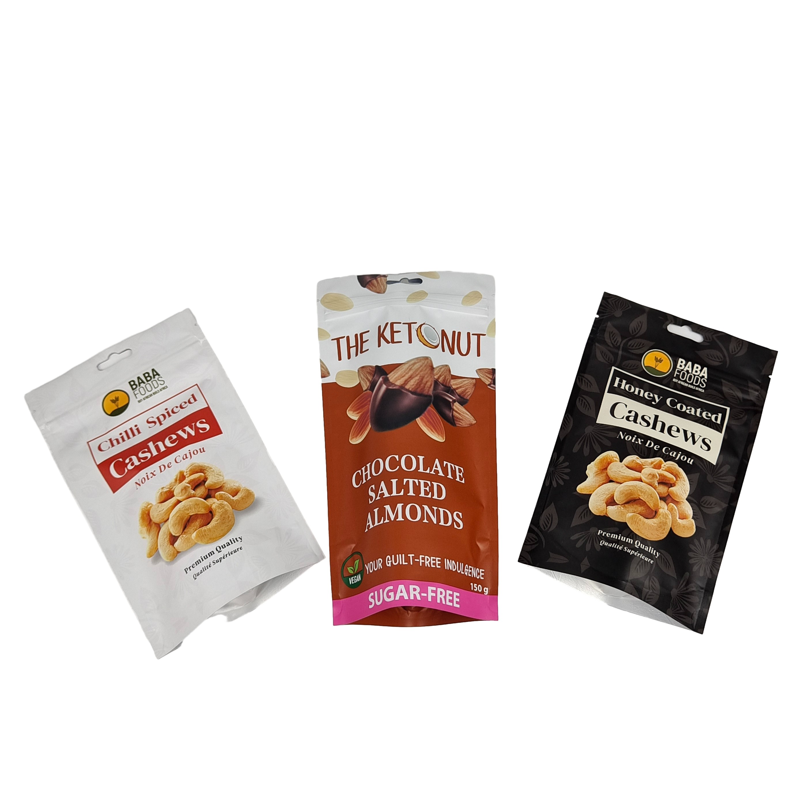 Kacang Kacang Makanan Kelas Zipper Kantong Berdiri Aluminium Foil Plastik Kantong Zipper Mylar Bag