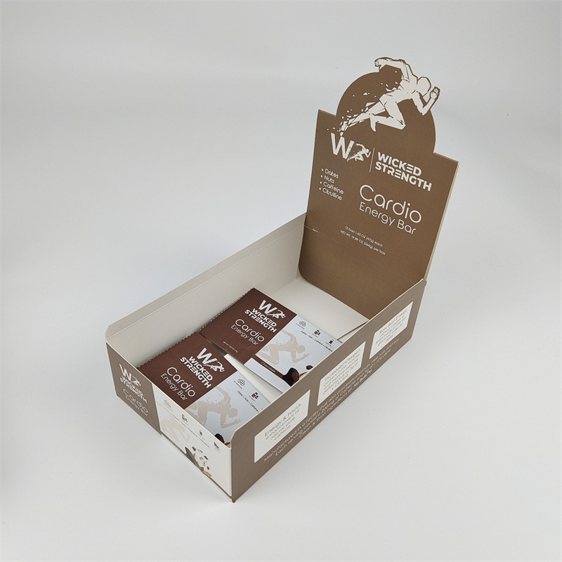 Custom Cardboard Display Paper Box Pengemasan dengan Logo Retail Energy Bar Display Box