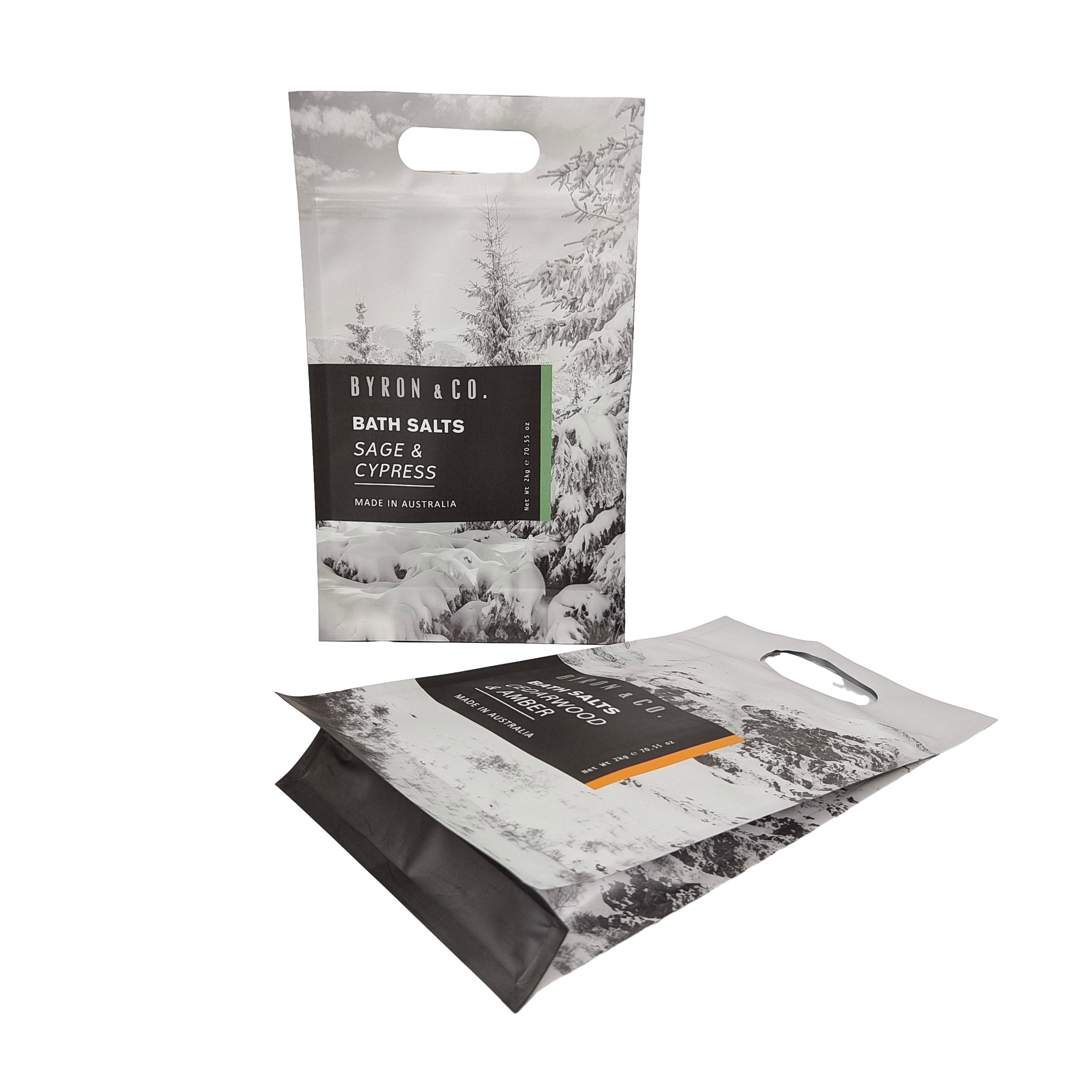 Bagian Bawah Gusset Plastik Zip Bag Plastik Square Datar Bagian Bawah Tas Makanan Kemasan Sisi Seal Pet Food Bag Dengan Handle