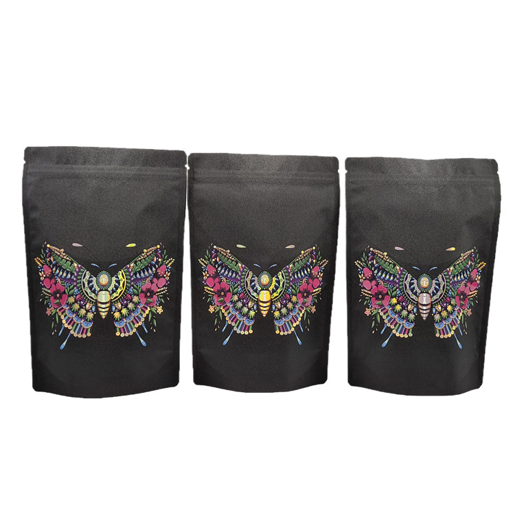 Grosir Custom Eco Friendly Kraft Paper Packaging Bag dengan Spot UV Reselable Mylar Bags untuk Spice Protein Powder