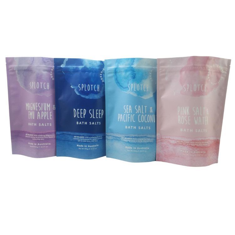 Percetakan Logo Khusus Ziplock Bag Body Scrub Sabun Bath Bomb Packaging Aluminium Foil Bag Plastik Zipper Bath Salt Bags