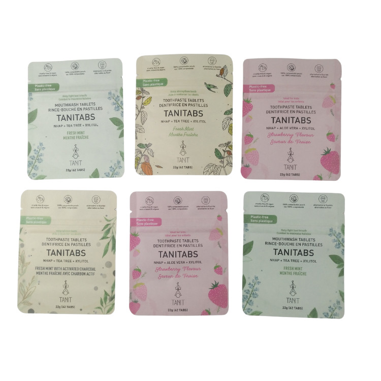 Eco Friendly Ziplock Stand Up Food Packaging 100% Kompostable Biodegradable Kantong Kantong Kertas Kraft