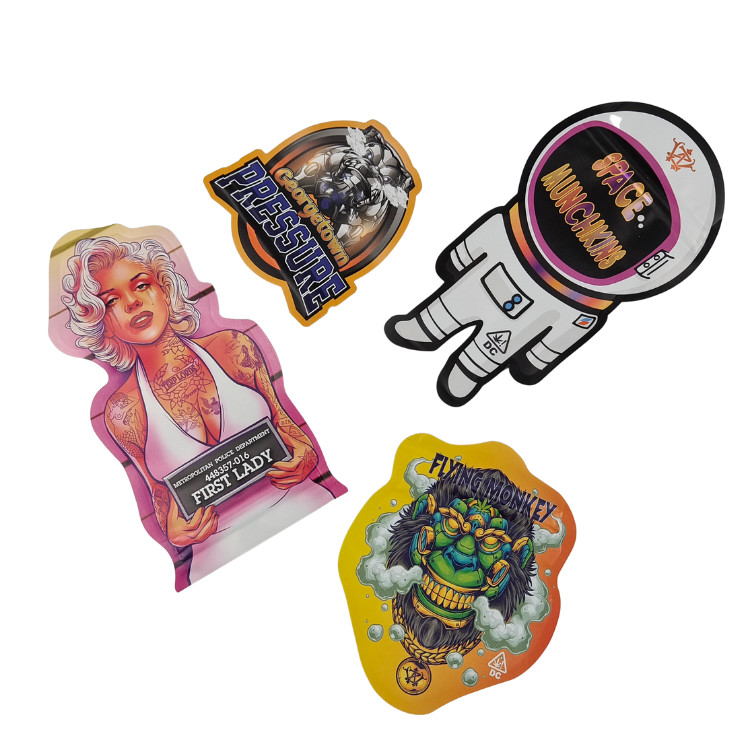 Custom Ziplock Special Shape Plastic Childproof Smell Proof Candy Bags Paket Mylar 3,5g 7g Custom Shape Bag Mylar