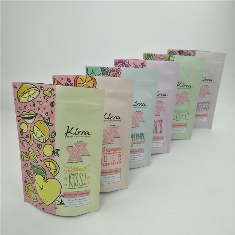 Recyclable Zip Lock Stand Up Bag Body Scrub Kosmetik Mandi garam Plastik Kantong Kemasan