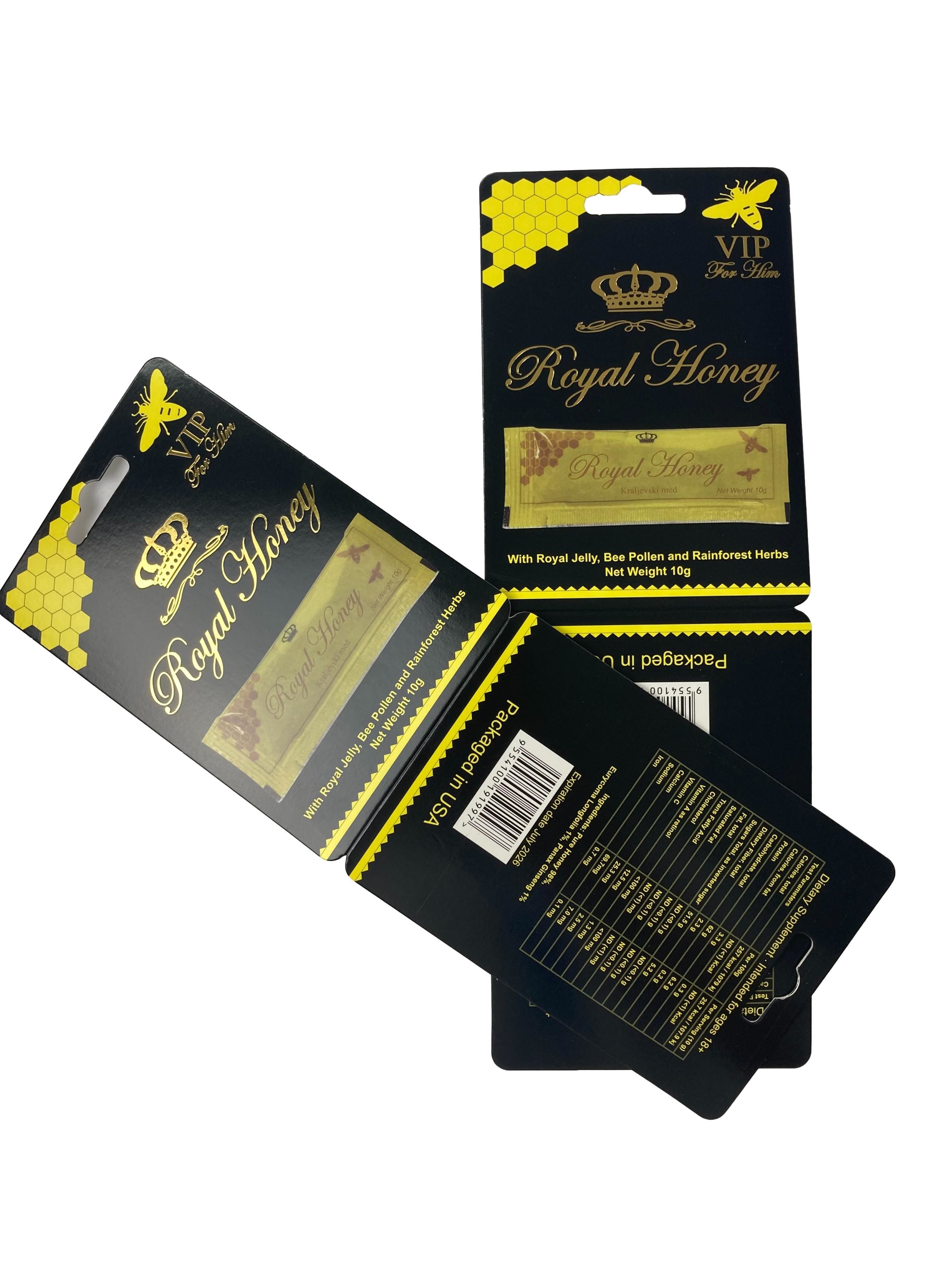 Grosir Royal Honey Sachet Packaging Kartu kertas Paket Madu Mewah dengan Hot Stamping