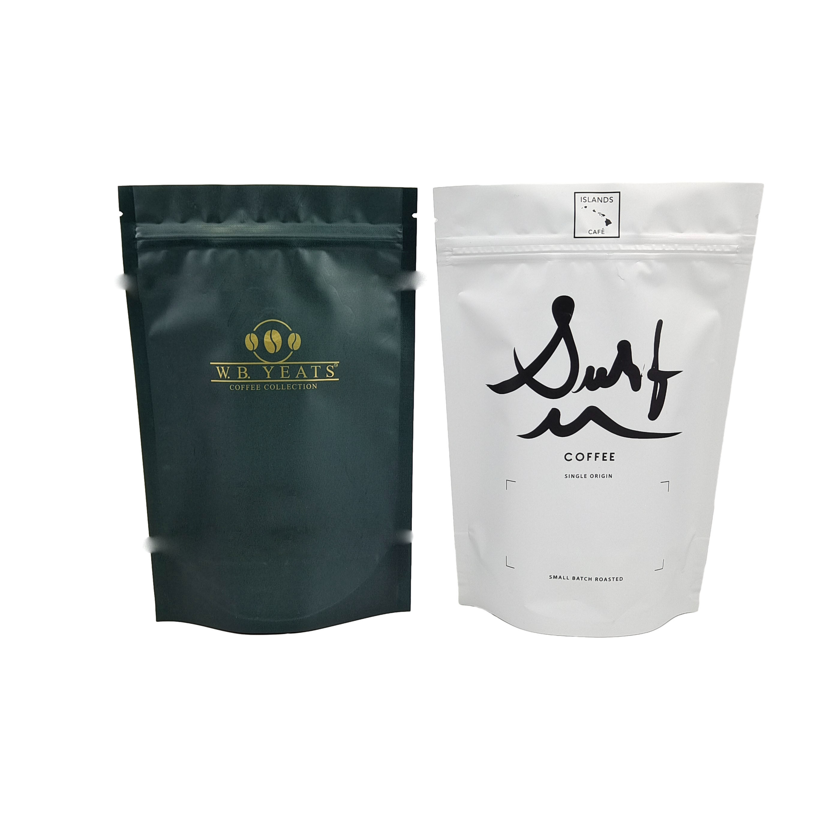 Matte/Glossy Custom Printed Stand Up Plastic Food Grade Packaging Bag Untuk Bubuk Biji Kopi