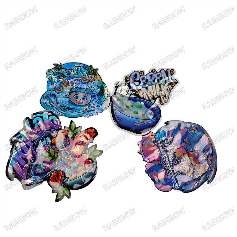 CMYK Warna Pantone 3.5g 7g 14g 28g Kantong Bentuk Khusus dengan Tinta Ramah Lingkungan untuk Pencetakan Gravure