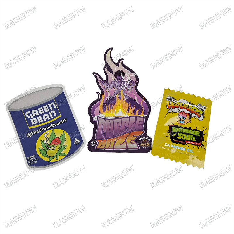 Printing Customized Matt/ Glossy Surface Die Cut Bags untuk 3,5g 7g