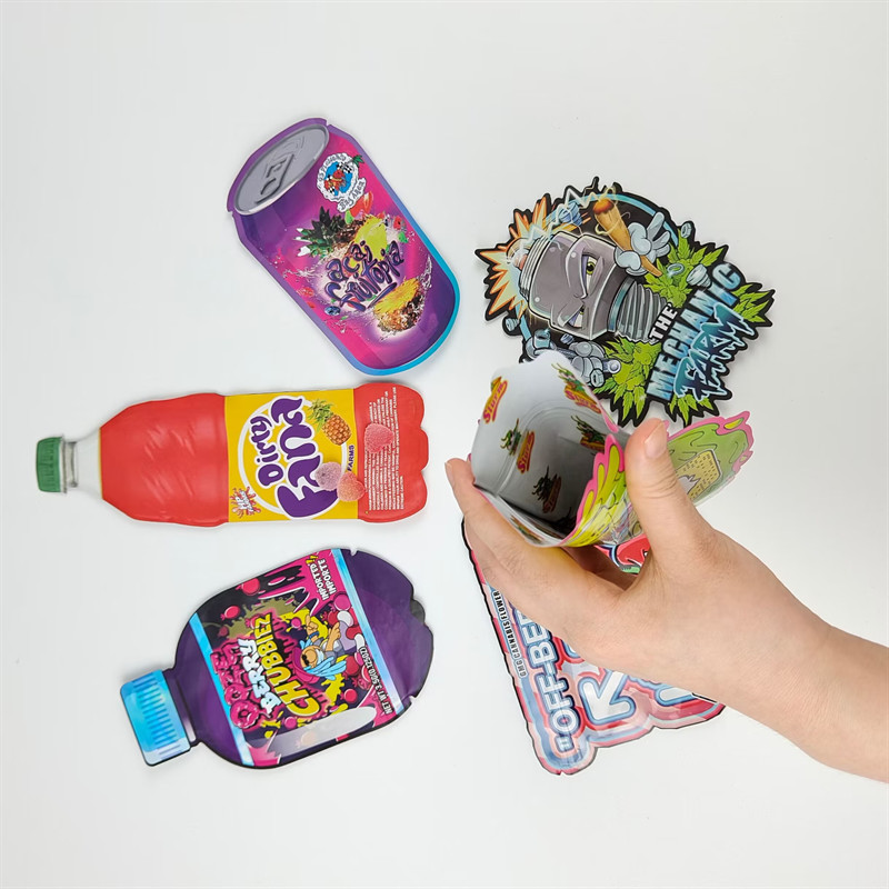 Desain Cetak Logo Custom 3.5g Die Cut Stock Bags Bag Anti Bau Irregular Die Cut Mylar Zipper Bags