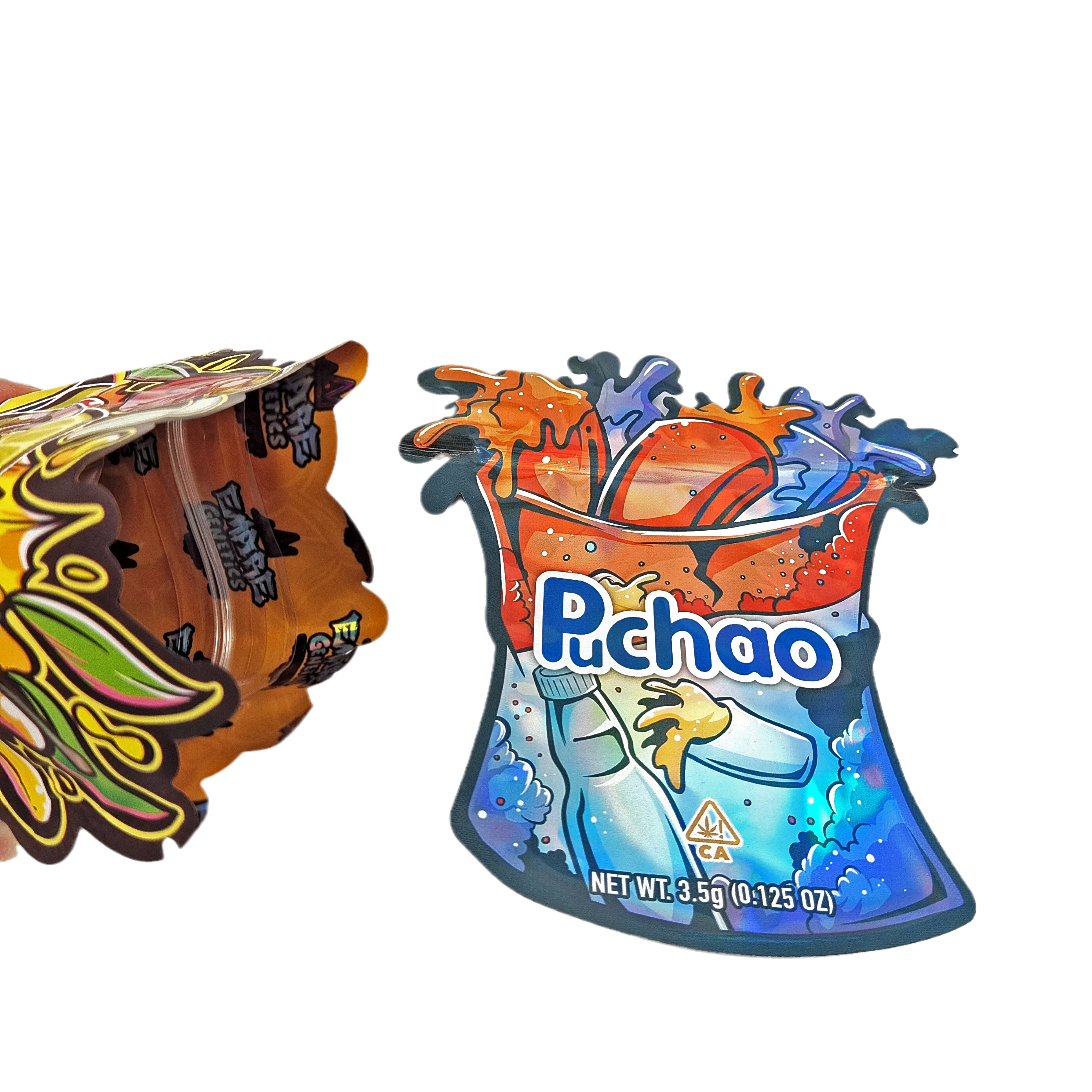 Custom Logo Printed Matte Soft Touch Irregular Special Shape Packaging 3.5g Child Proof Aluminium Foil Bag