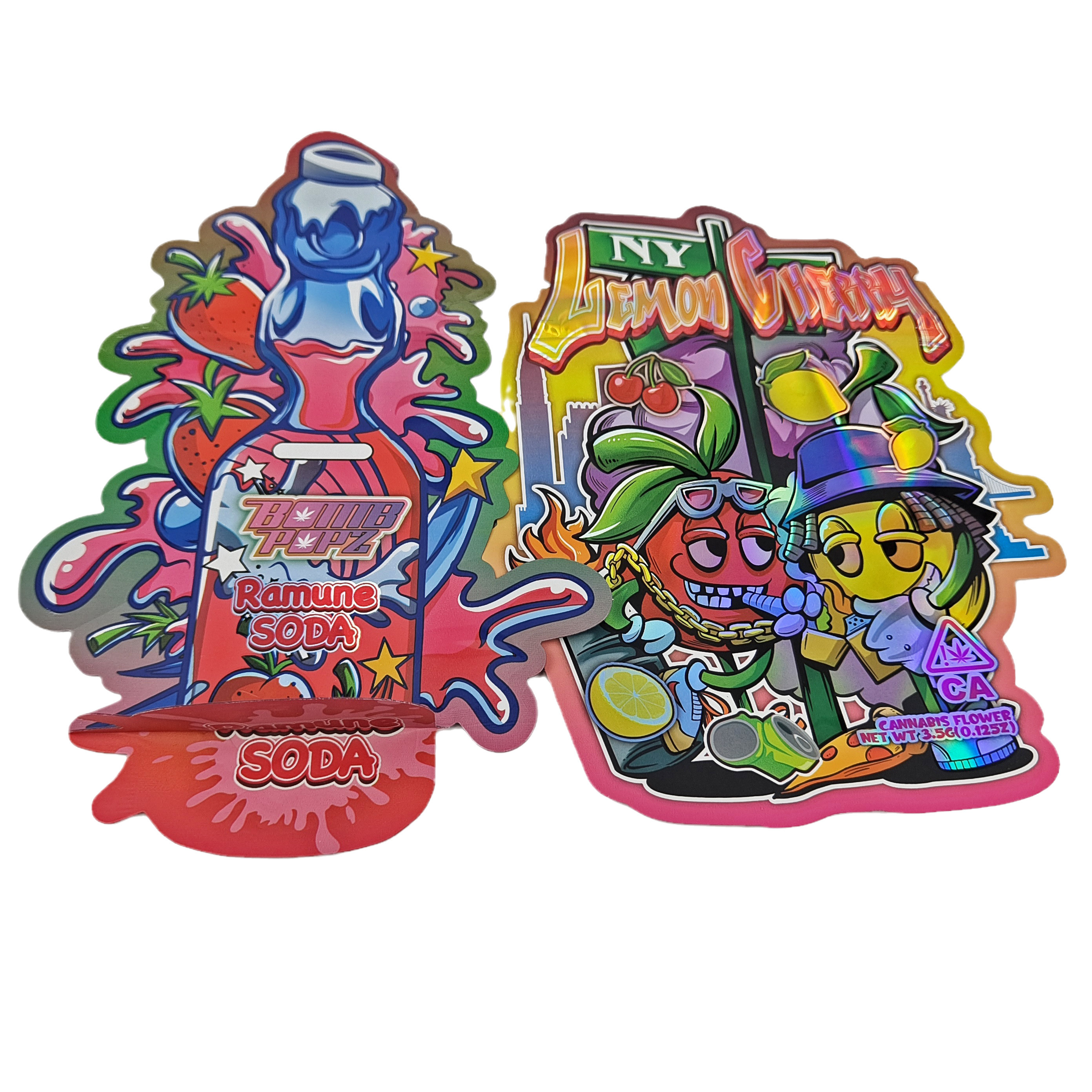 Custom Aluminium Foil Soft Touch Plastic Packaging Bags Matte Irregular Shape 3.5g 7g 14g 28g Die Cut Mylar Bags