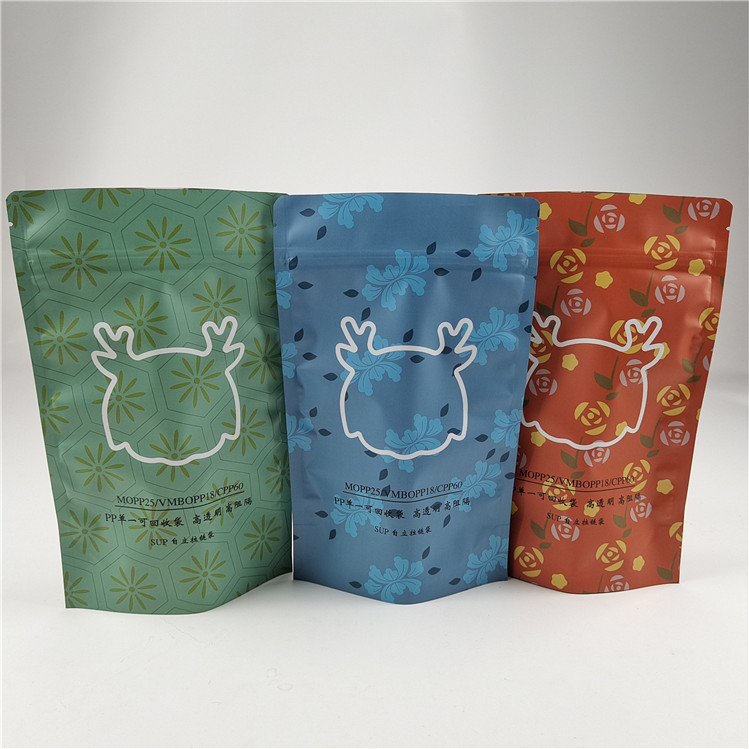 Ukuran yang disesuaikan Tas makanan ringan ramah lingkungan Kemasan Mat Foil Aluminium Stand Up Pouch Ziplock Doypack Bag