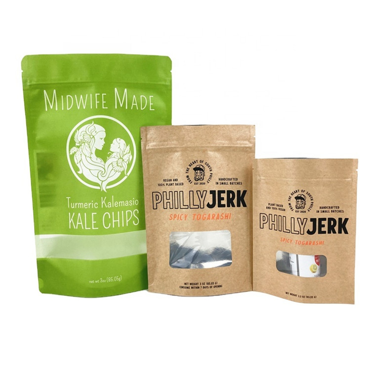 Custom Logo Pribadi Kantong Kertas Kraft Putih Untuk Kue Kue Kacang Makanan Bubuk Makanan Hewan Peliharaan 100% Biodegradable Bau B