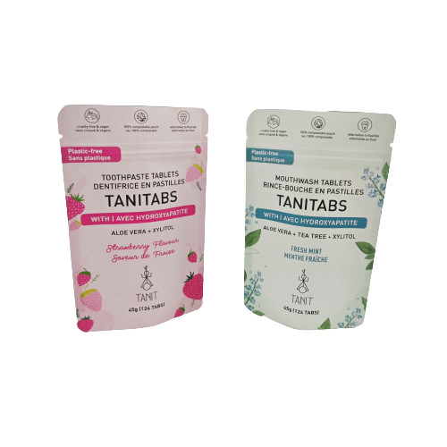 Kantong Kraft Kompostable Ramah Lingkungan Dengan Relokasi Zipper Untuk Paket Bubuk Kosmetik