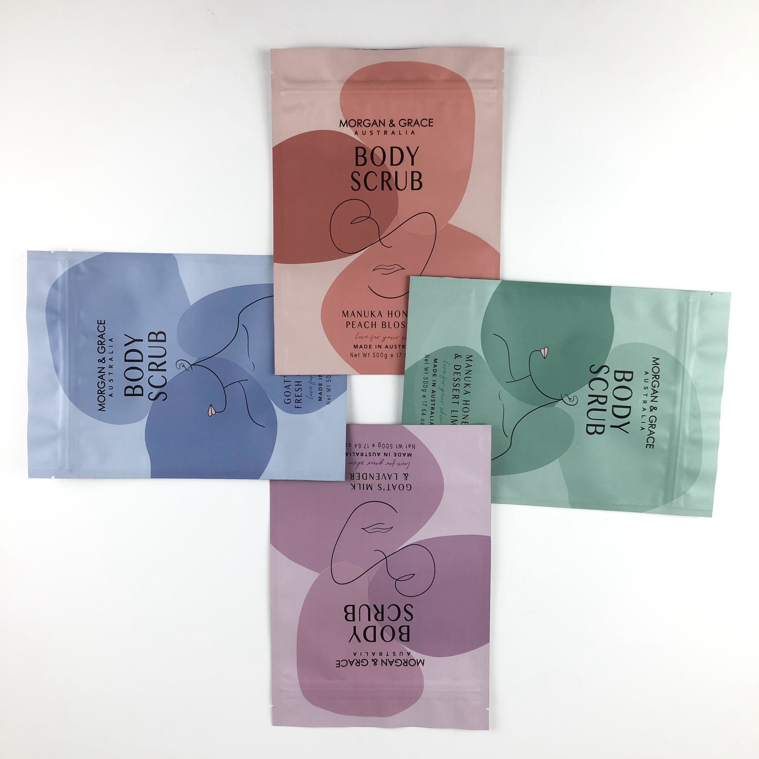 CDR AI PSD PDF Desain File Bath Salt Mylar Bags untuk Kosmetik Sachet Disesuaikan