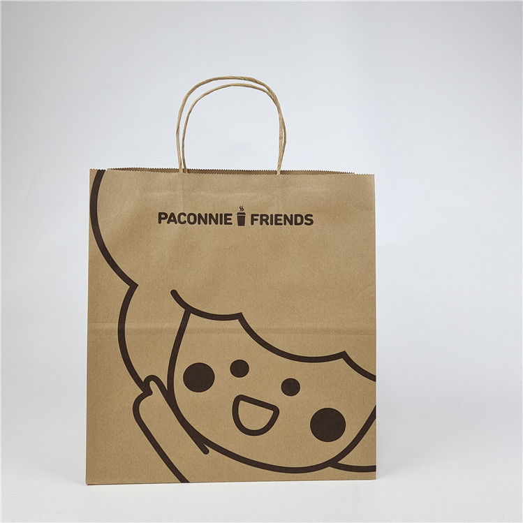 Lingkungan Ramah Custom Paper Square BottomKraft Paper Bag Custom Printing Biodegradable Shopping Bag